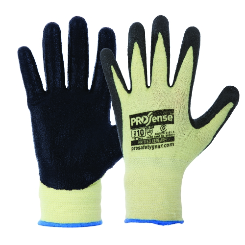 PRO GLOVE KNITTED KEVLAR W/BLACK NITRILE DIP PLAM LARGE